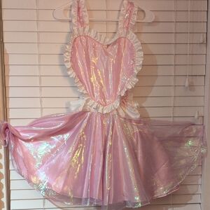 Pink Iridescent Heart Apron Dress